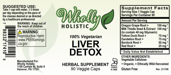 Wholly Holistic Liver Detox capsules label